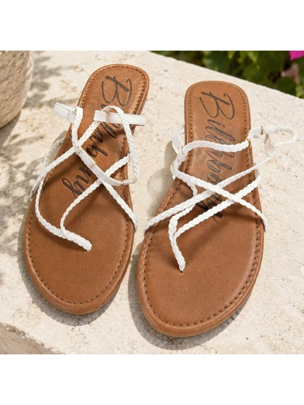 Billabong Women's Size 11 Sandals Braided White Strappy Synthetic Material NWOB